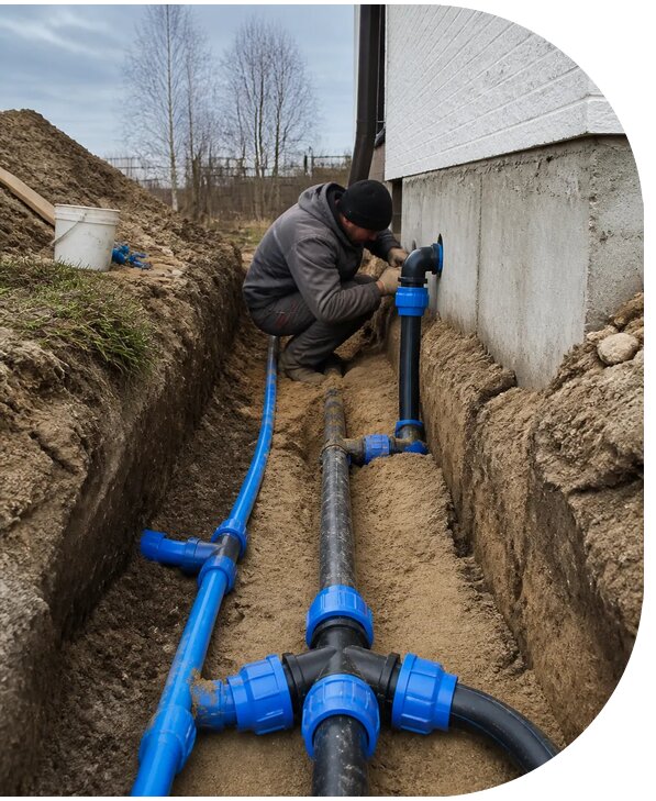 Монтаж наружного водопровода на участке под ключ в Кинешме